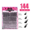 Set ciglia finte a ciuffetti nero naturale con 144 pezzi da 12mm fino a 18mm - DIY-SET-213