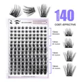 DIY Cluster Lashes Kit 140 Clusters with D Curl Mix Length 10-16mm Natural Wispy Effect - Large Capacity Lash Box (DIY-SET-219)