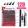 DIY cluster eyelash extension set with 120 clusters and applicator tools 12-18mm - Cluster Eyelashes And Black Set (DIY-SET-211)