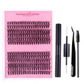 Kit d'extension de cils DIY avec grappes en faux vison, colle double embout et pince - DIY-SET-031 Kit Noir / Noir