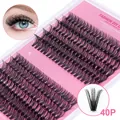 Kit de faux cils individuels 40P en imitation vison sur fond rose pastel - Boîte Unique / DIY-SET-032