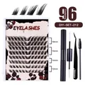 Professional DIY eyelash extension kit with 96 clusters and dual-end lash bond and seal - Cluster Eyelashes And Black Set (DIY-SET-212)