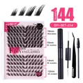 Kit extension ciglia fai-da-te con 144 ciuffetti e strumenti professionali neri - DIY-SET-214 (Con Set di Strumenti Nero)