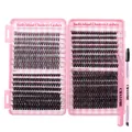 Kit d'extensions de cils individuels 30D 40D 50D avec pince rose dans une boîte - Cils avec Pince et Ensemble de Brosse à Double Embout
