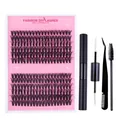 Kit d'extension de cils en grappes avec faux cils individuels, colle et pince noire - DIY-SET-032 Kit Noir / Noir
