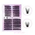 DIY-Wimpernbüschel-Set in 12 Reihen mit schwarzen Synthetikfasern und lila Farbverlauf - Mega-Volumen Segmentierter Stil (DIY-SET-029)
