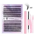 Kit d'extension de cils DIY avec grappes 30P et outils de coiffage roses inclus - 30P Kit Rose (DIY-SET-048)