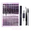 DIY Wimpernverlängerung Set mit Kleber, Pinzette und Bürste in Lavendel-Palette - Schwarzer Werkzeugsammlung Stil (DIY-SET-025)