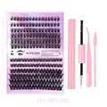 Wimpernverlängerungs-Set mit DIY-Clustern in Rosa inkl. Kleber und Pinzette - Rosa Werkzeugsammlung Stil (DIY-SET-027)