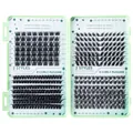 Cils en grappe DIY boîte verte, style russe courbure D longueurs mixtes 10-16mm - Diy-tz008