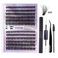Kit d'extension de cils DIY avec 40P cils, colle Bond Seal, pince à épiler et brosse - 40P Kit Noir (DIY-SET-049)