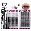 Kit extension ciglia fai da te con ciuffetti colla sigillante e pinzette incluse - Set Strumenti Rimozione Nero (DIY-JMS002)