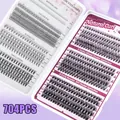 DIY colored cluster lash extension set 704pcs mix length 5-18mm D curl variant - Large Capacity Mixed Lash Style (DIY-TZ013)
