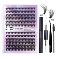 Kit d'extension de cils DIY avec 10 rangées de cils noirs, adhésif, scellant et pince - Mixte 30P+40P Kit Noir (DIY-SET-051)