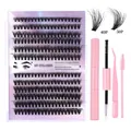 Kit d'extension de cils DIY avec cils, pince à épiler et brosses outils en rose - Mixte 40P+50P Kit Rose (DIY-SET-053)
