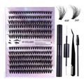 Kit d'extension de faux cils DIY avec grappes 40P et 50P et outils d'application pro - Mixte 40P+50P Kit Noir (DIY-SET-053)