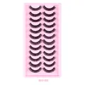 Set of 12 pairs of 3D layered Russian curl faux mink eyelashes in pink packaging tray - Natural Crossed Style (DD12-002)