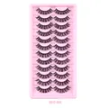 Set of 10 pairs multi-layered Russian curl faux mink eyelashes in pink tray - Feathery Crossed Style (DD12-004)