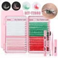 Kit extensions de cils colorés DIY avec colle et pince, tailles 10-16mm - Blanc/Rose/Vert/Rouge-Kit Outils Rose (DIY-TZ038)