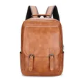 Brauner Vintage Business-Rucksack aus Kunstleder mit großer Klappe und Schnallen - Braun