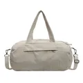 Waterproof cream nylon travel bag with dual handles and adjustable shoulder strap - Off White