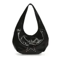 Bolso de hombro punk negro brillante con tachuelas de estrella y silueta hobo - 36*11*20 / Negro
