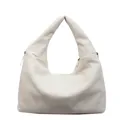 Minimalist cream corduroy hobo tote bag with a soft texture and spacious interior - Off-white