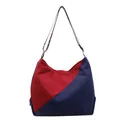 Sac hobo ethnique en velours côtelé rouge et bleu avec bandoulière rayée - Bleu Rouge