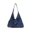 Dunkelblaue Hobo-Tasche aus gewaschenem Denim mit kreativem Jeans-Taschen-Design - Dunkelblau