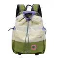 Mochila impermeable con cordón para estudiantes con diseño de nylon en contraste - Blanco Roto