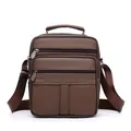 Sac bandoulière en cuir marron foncé pour homme avec plusieurs poches zippées - Tout Cuir Khaki