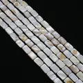 Cuentas de nácar natural blanco en forma rectangular plana para creación de joyas DIY - Rectángulo