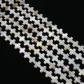 Perline di madreperla naturale bianca a forma di croce con lucentezza iridescente per gioielli - Croce