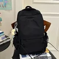 Large black school backpack with Have a Nice Day embroidery and moon plush charm - Single Bag / Black