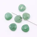 Macro shot of faceted green natural stone teardrop beads with pre-drilled holes for DIY jewelry - 1.5cmx1.5cm / Green Aventurine