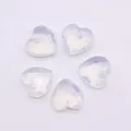 Five heart-shaped faceted opal stone pendants with vertical holes for DIY jewelry - Opal
