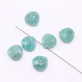 Faceted heart-shaped natural amazonite stone beads in light blue-green with veining - 1.5cmx1.5cm / Amazonite