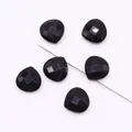 Faceted heart-shaped black stone beads with horizontal holes for DIY jewelry making - 1.5cmx1.5cm / Black Agate