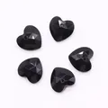 Set of five black faceted heart-shaped stones with center holes for DIY necklaces - Black Agate