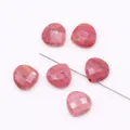 Pink faceted natural stone heart pendants for DIY jewelry making and necklaces - 1.5cmx1.5cm / Rhodonite