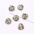 Faceted dalmatian jasper teardrop stone beads with drill hole for DIY jewelry making - 1.5cmx1.5cm / Dalmatian Jasper