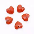 Faceted red jasper heart pendant charms with natural stone patterns for DIY necklace making - Rainbow Stone