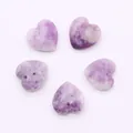 Set of five heart-shaped natural purple stone pendants with center drill holes for DIY - Amethyst