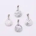 Set of four teardrop white turquoise pendants with silver clasps for DIY jewelry - Howlite