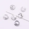 Faceted white turquoise drop beads with grey marble veins and vertical hole design - 1.5cmx1.5cm / Howlite