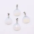 Set of four teardrop-shaped white opal faceted pendants with silver metal clasps - Opal