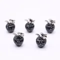 Apfel-Anhänger aus Schneeflocken-Obsidian mit silbernen Metallblättern für DIY-Schmuck - Apfelform / Schneeflocken-Obsidian