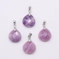 Faceted purple natural stone teardrop pendants with silver bails for DIY jewelry - Amethyst