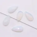 Five teardrop-shaped white opal faceted stones for DIY jewelry making and necklace crafts - Opal