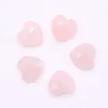Faceted pink quartz heart-shaped loose beads for DIY jewelry making set of 5 pieces - Rose Quartz